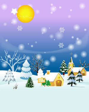 Дизайн подарочных мешочков, зима, снег, домик 